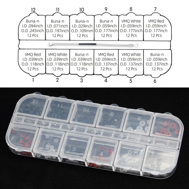 FUSHIPRO 144pcs Rubber O Ring Assortment Kits 12 Sizes Made of Nitrile Rubber NBR Replacement - Image 2